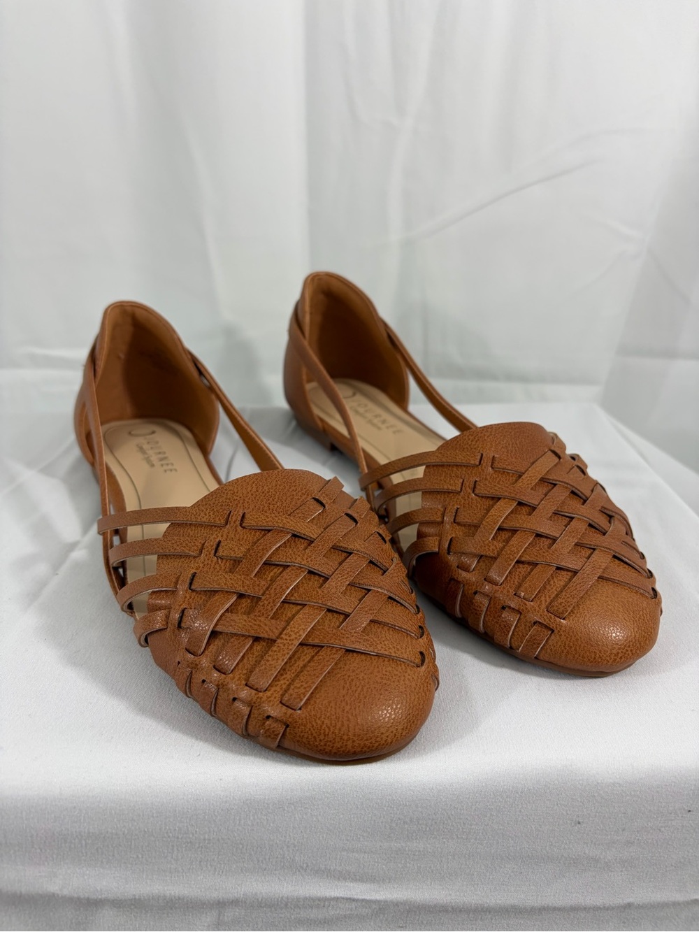 NWT Journee Brown Woven Leather Flats